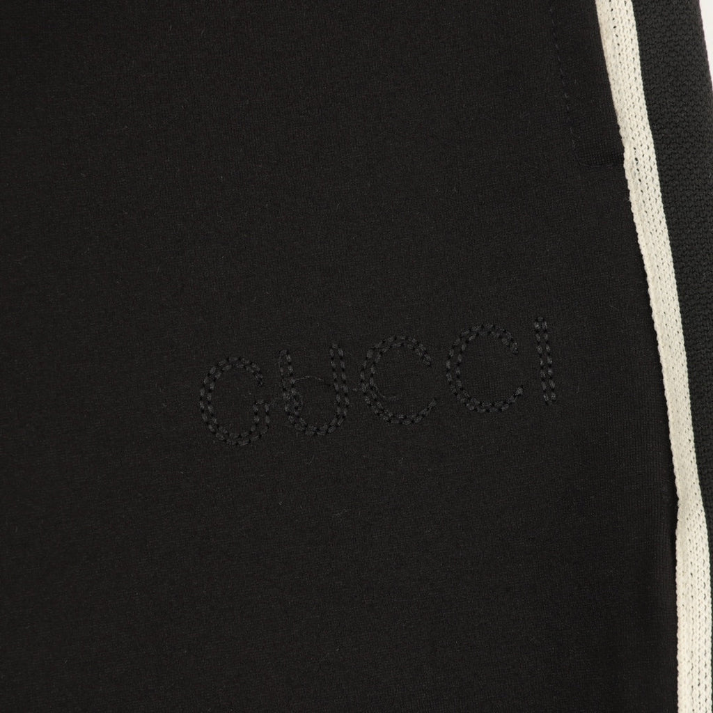 Gucci Side Stripe Logo Embroidered Jogger Pants Black