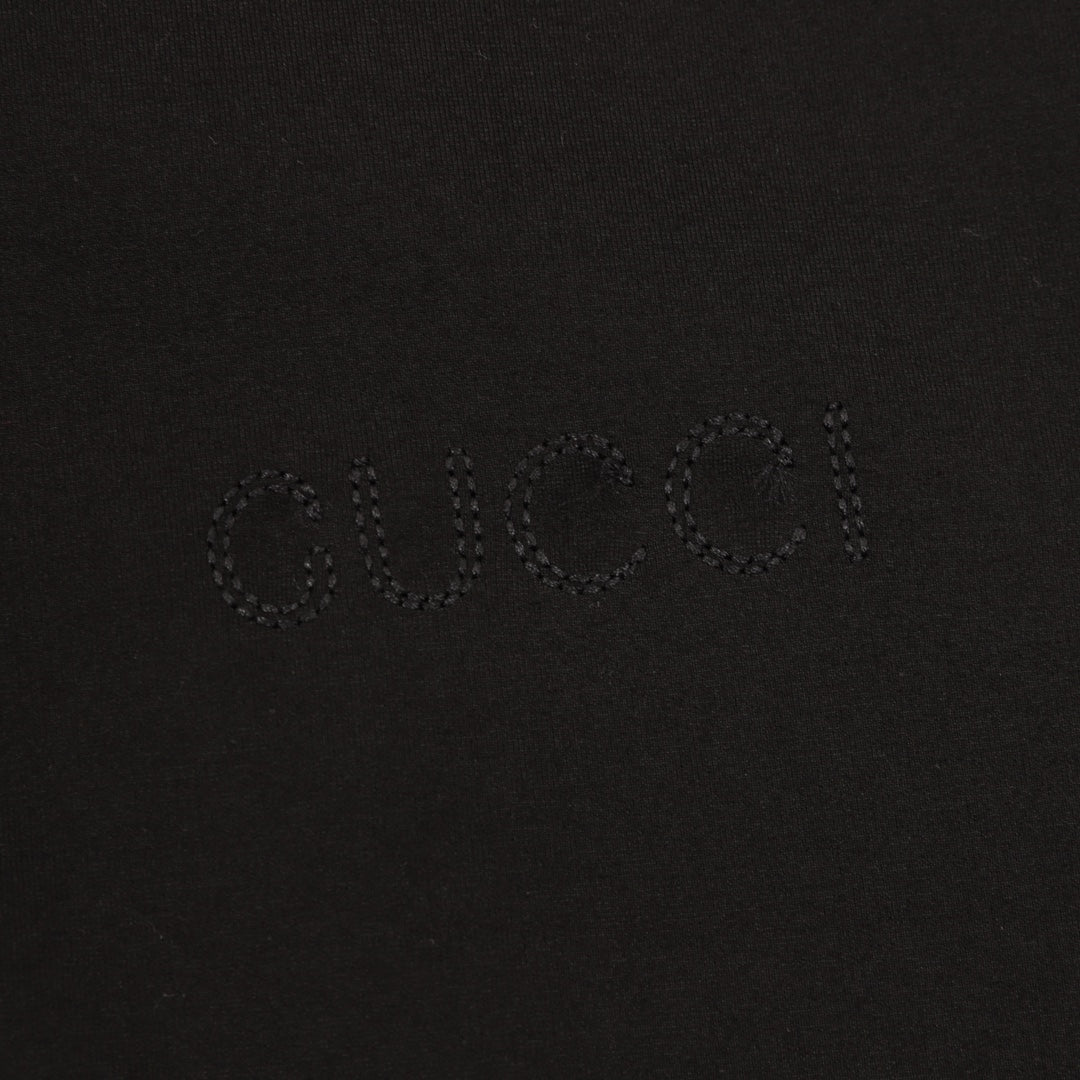 Gucci Side Stripe Logo Embroidered Full Zip Hooded Jacket Black
