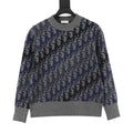 Dior Oblique Crew Neck Wool Sweater Grey Blue