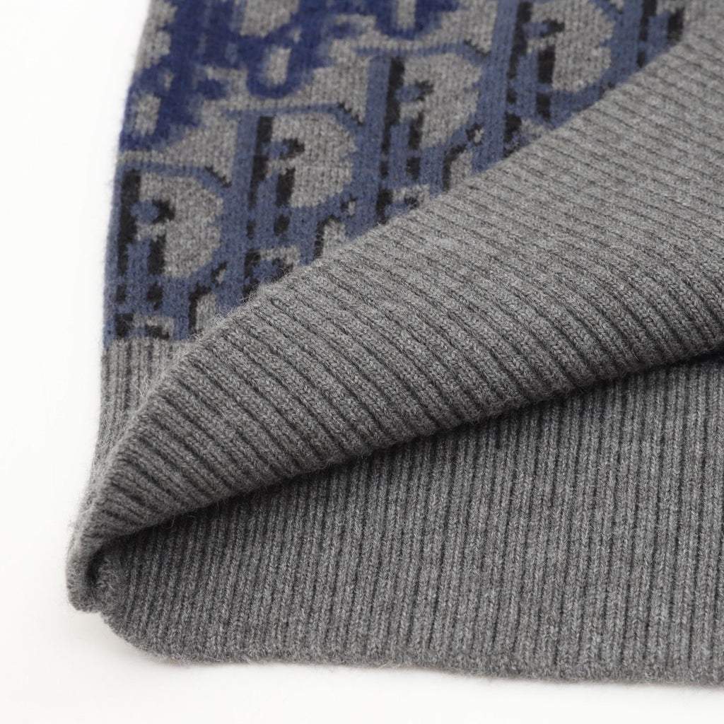 Dior Oblique Crew Neck Wool Sweater Grey Blue