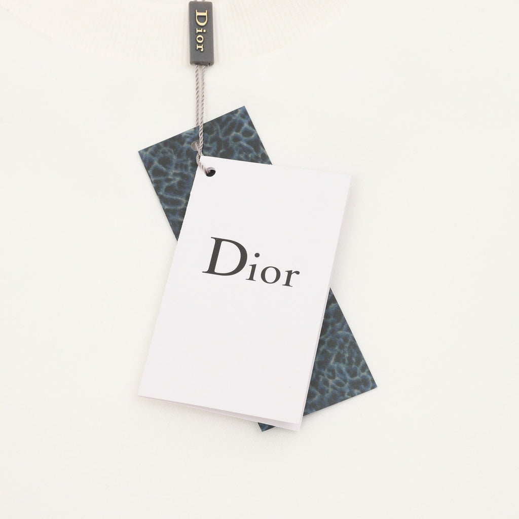 Dior Clover Embroidered Crew Neck Sweatshirt Off White