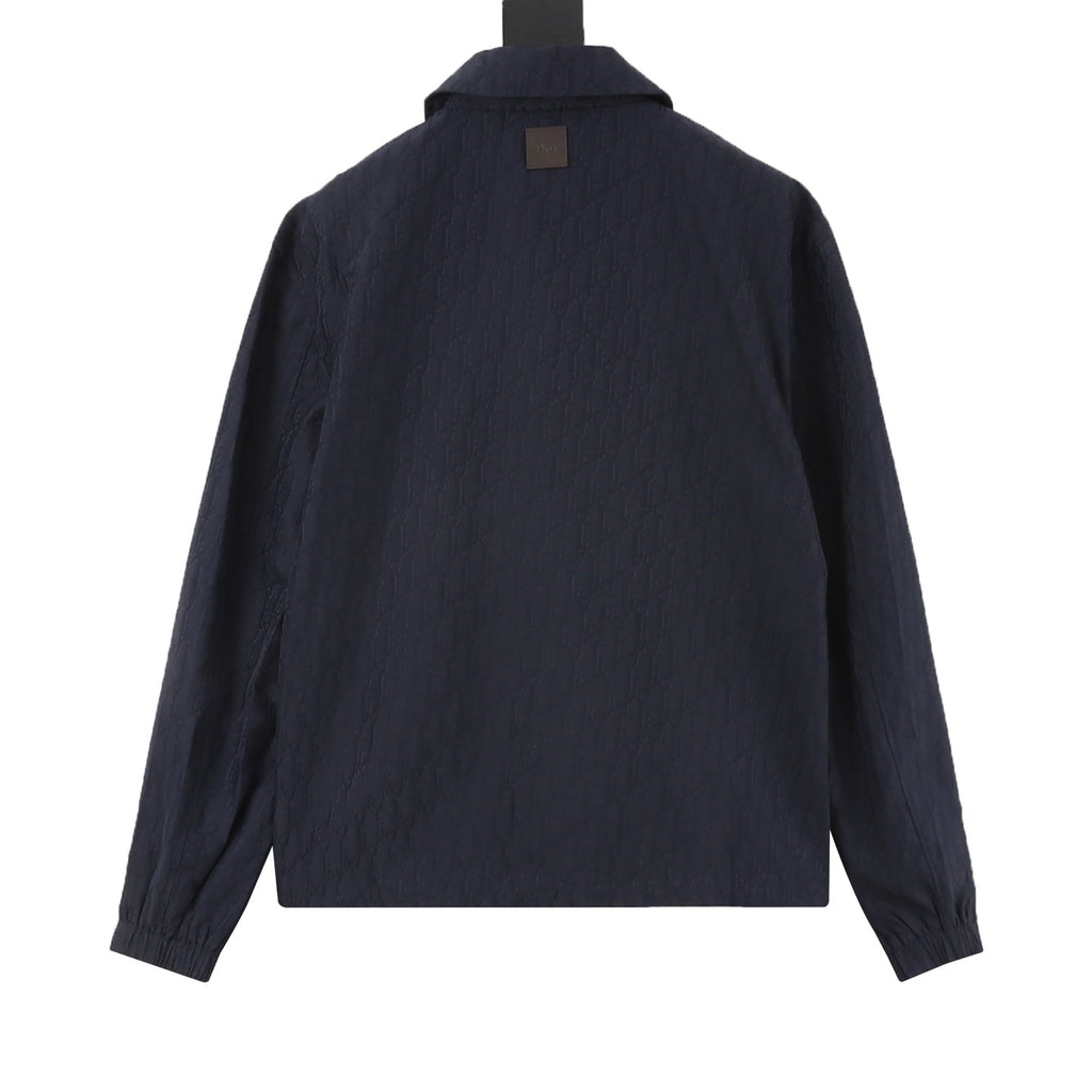 Dior Oblique Jacquard Coach Jacket Navy Blue