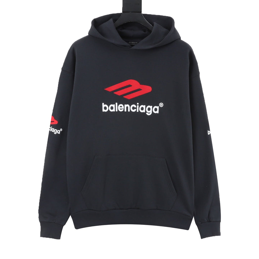 Balenciaga 3B Sports Icon Series Black Embroidered Logo Hoodie