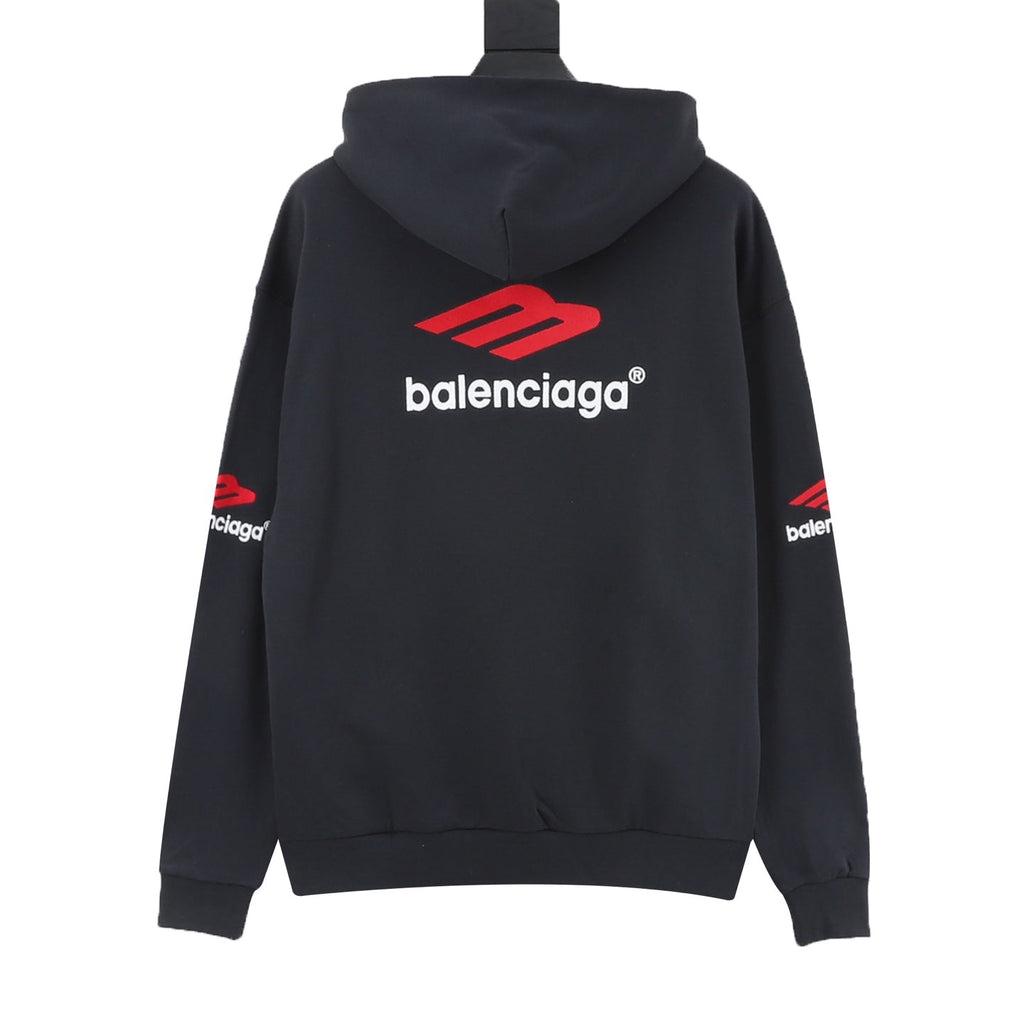 Balenciaga 3B Sports Icon Series Black Embroidered Logo Hoodie