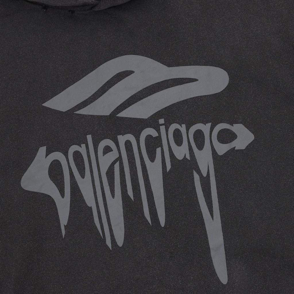 Balenciaga Vintage Destroyed Series Dark Grey Graffiti Logo Hoodie