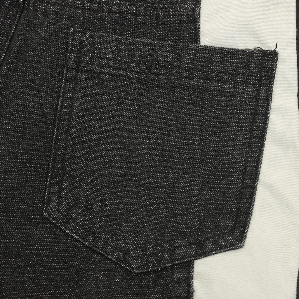 Adidas Trefoil Series Black Denim Off White Panel Wide Leg Jeans