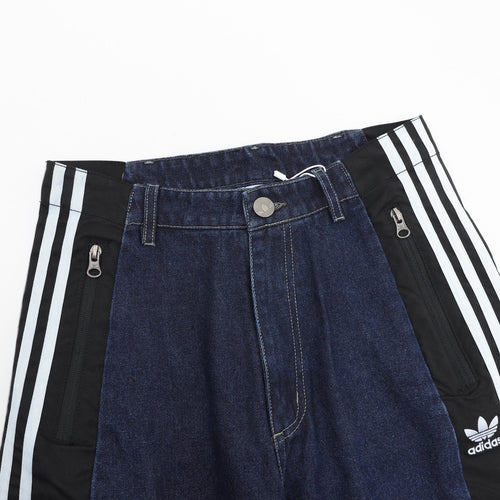 Adidas Trefoil Series Dark Blue Paneled Wide Leg Jeans