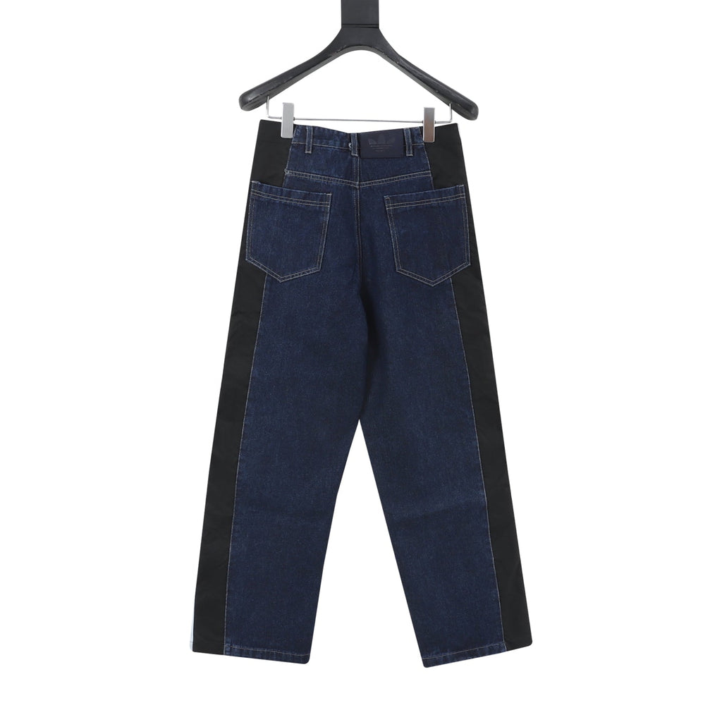 Adidas Trefoil Series Dark Blue Paneled Wide Leg Jeans