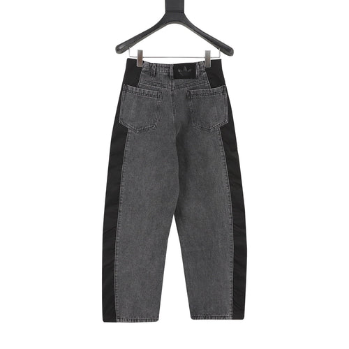 Adidas Trefoil Series Washed Grey Paneled Wide Leg Jeans