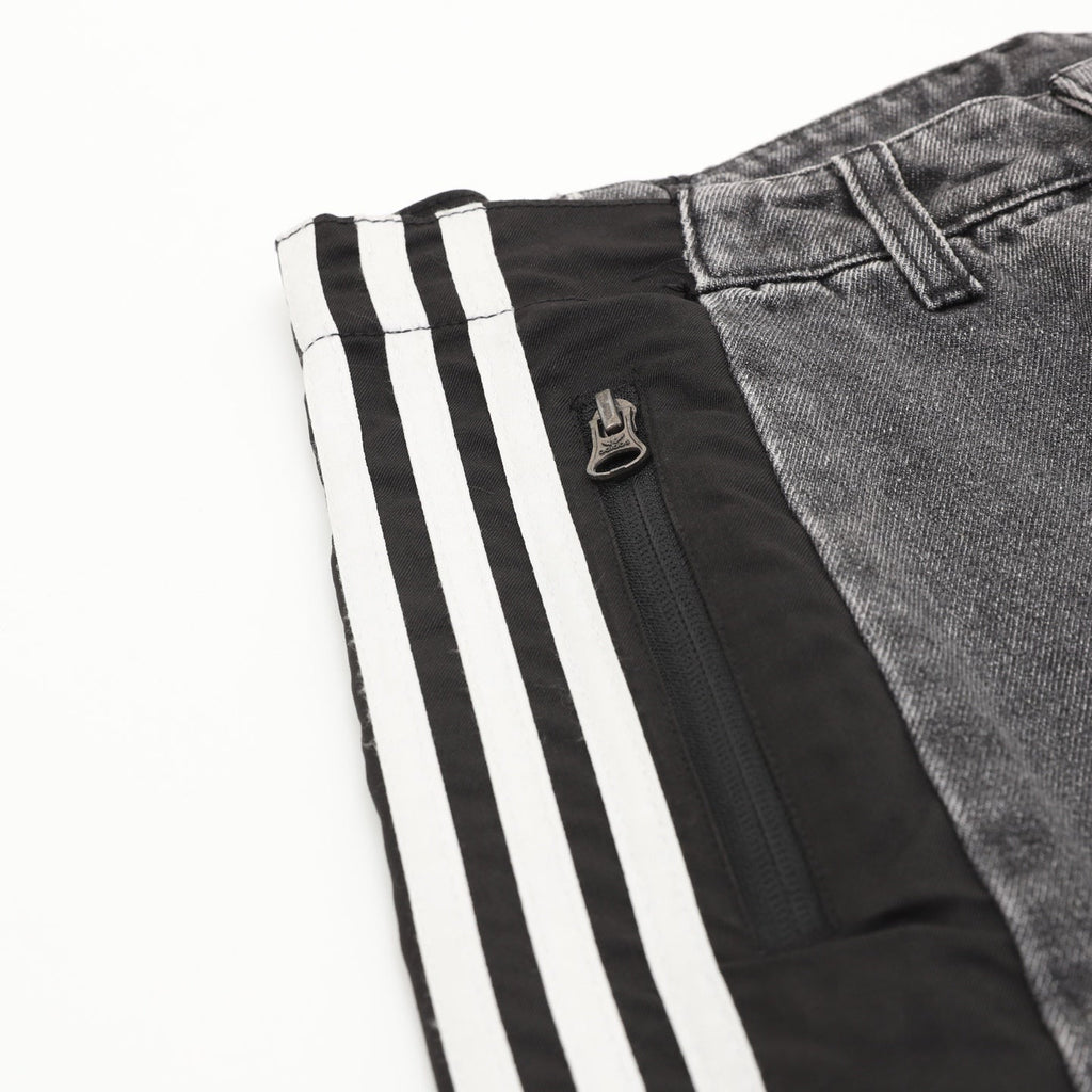 Adidas Trefoil Series Washed Grey Paneled Wide Leg Jeans
