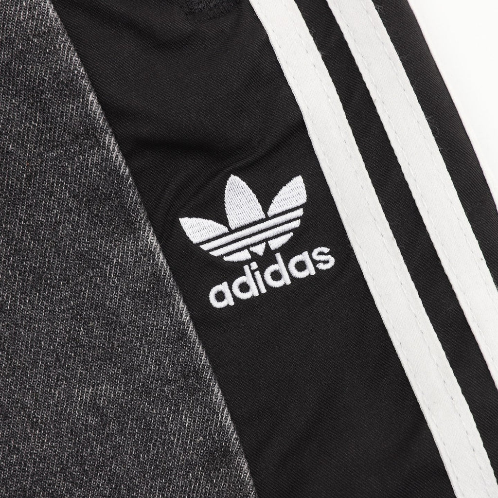 Adidas Trefoil Series Washed Grey Paneled Wide Leg Jeans