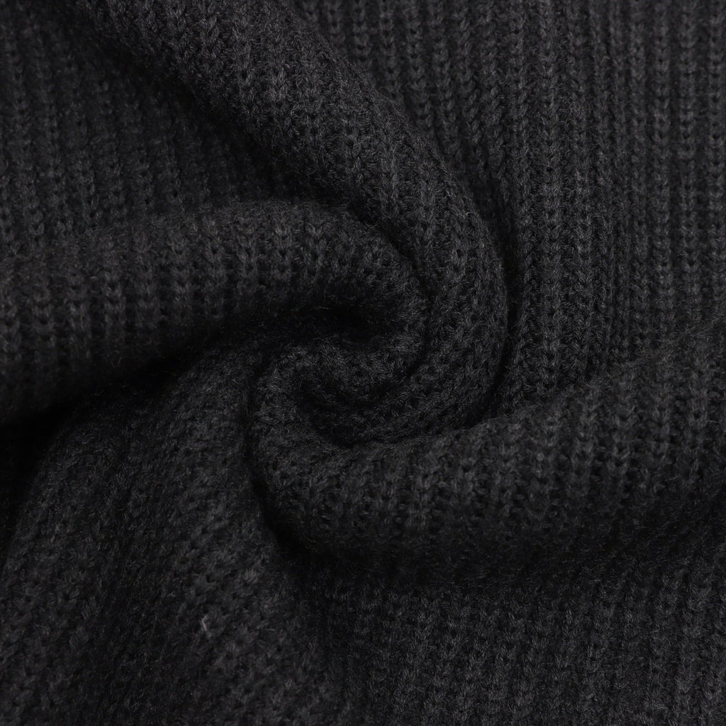 Gucci Logo Jacquard Ribbed Crew Neck Wool Sweater Dark Grey
