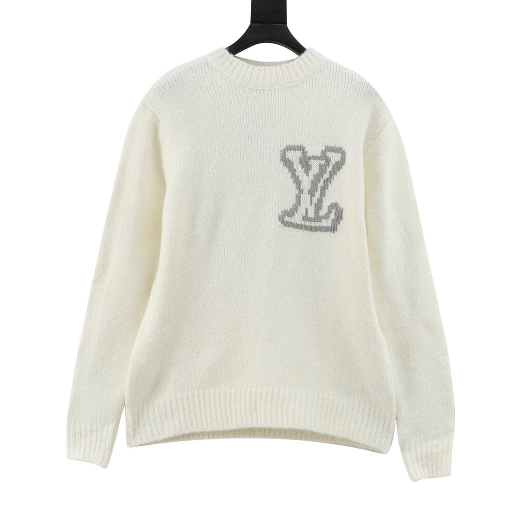 Louis Vuitton LV Logo Crew Neck Knit Sweater Off White
