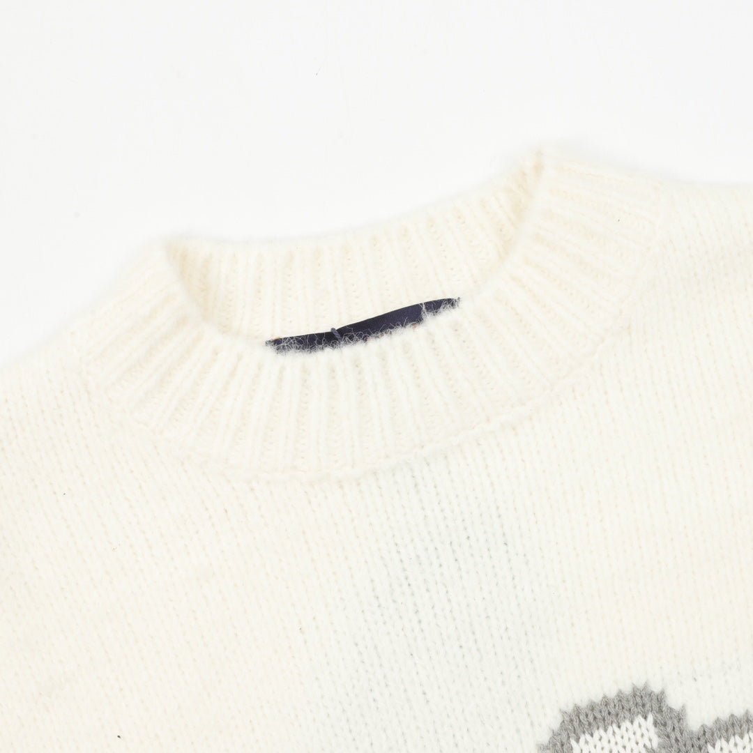 Louis Vuitton LV Logo Crew Neck Knit Sweater Off White