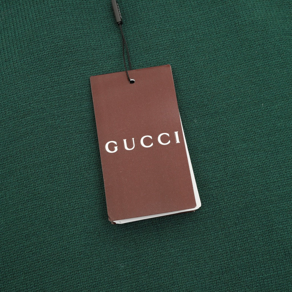 Gucci Vintage Script Logo Crew Neck Wool Sweater Green