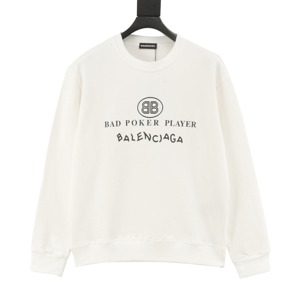Balenciaga Bad Poker Player Series White Crew Neck Sweatshirt