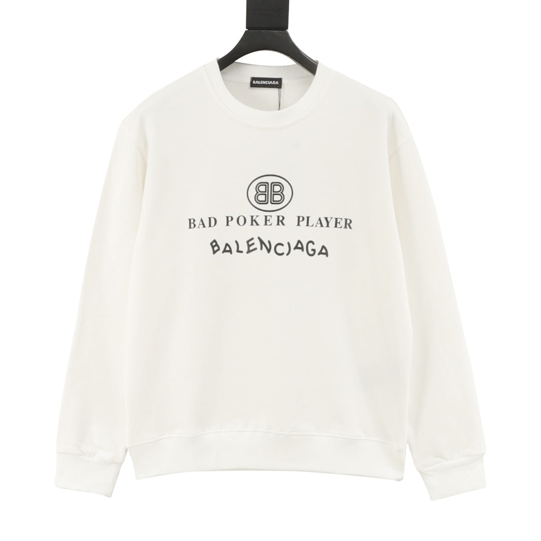 Balenciaga Bad Poker Player Series White Crew Neck Sweatshirt