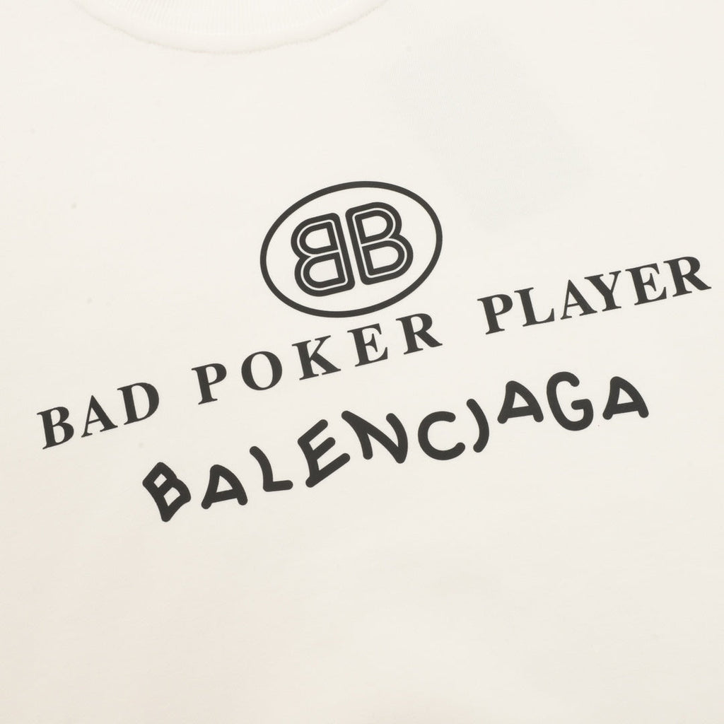 Balenciaga Bad Poker Player Series White Crew Neck Sweatshirt