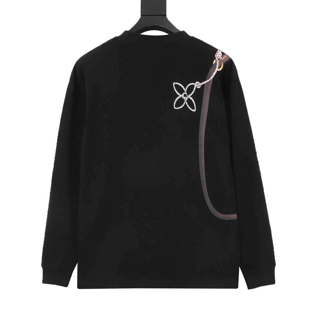 Louis Vuitton Handbag Graphic Print Long Sleeve T-shirt Black