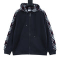 Burberry Vintage Check Panel Navy Zip Up Hoodie