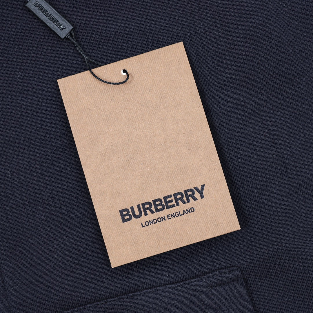 Burberry Vintage Check Panel Navy Zip Up Hoodie