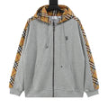 Burberry Vintage Check Panel Grey Zip Up Hoodie