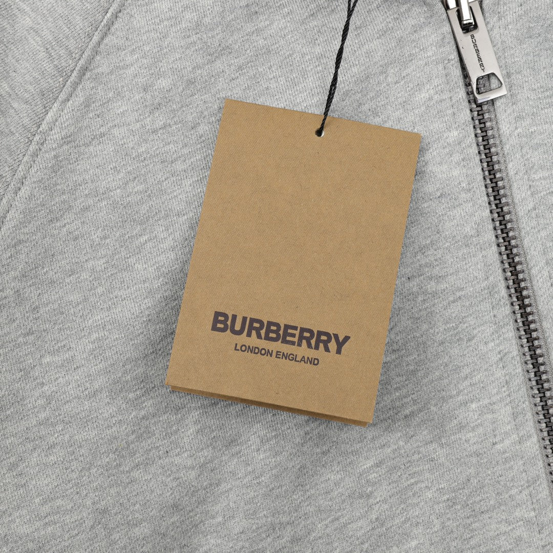 Burberry Vintage Check Panel Grey Zip Up Hoodie