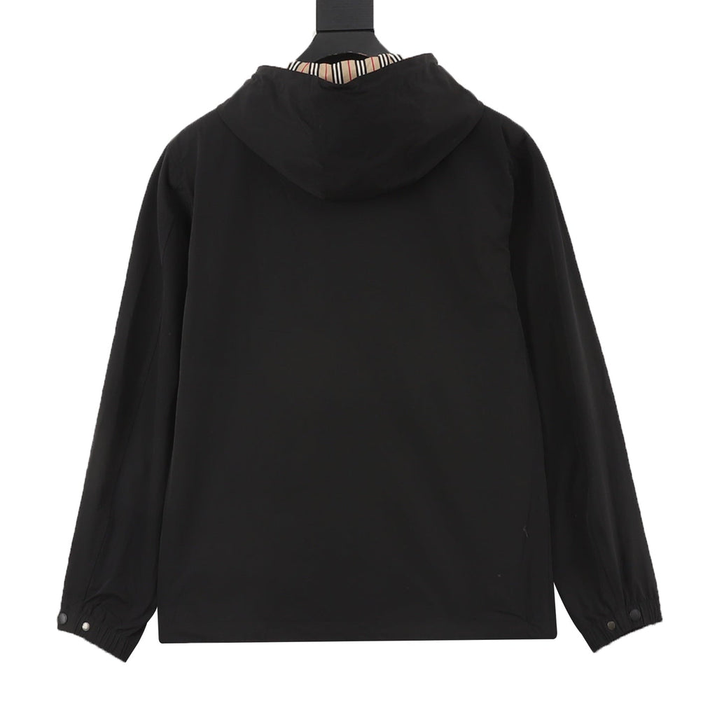Burberry Logo Black Hooded Windbreaker Jacket