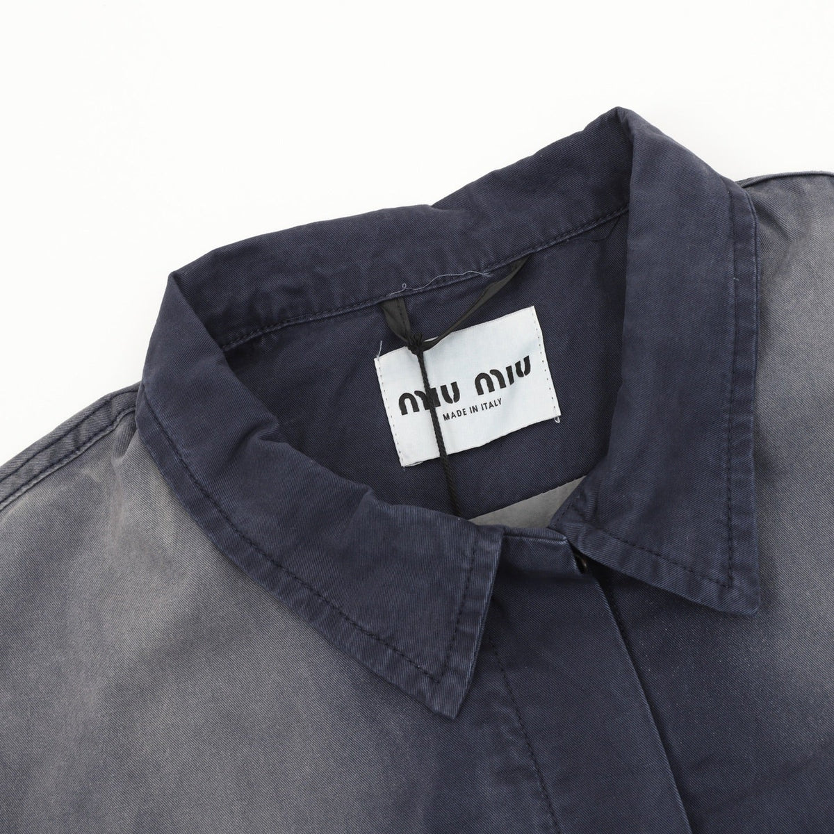 Miu Miu Gradient Washed Logo Embroidery Work Jacket Navy