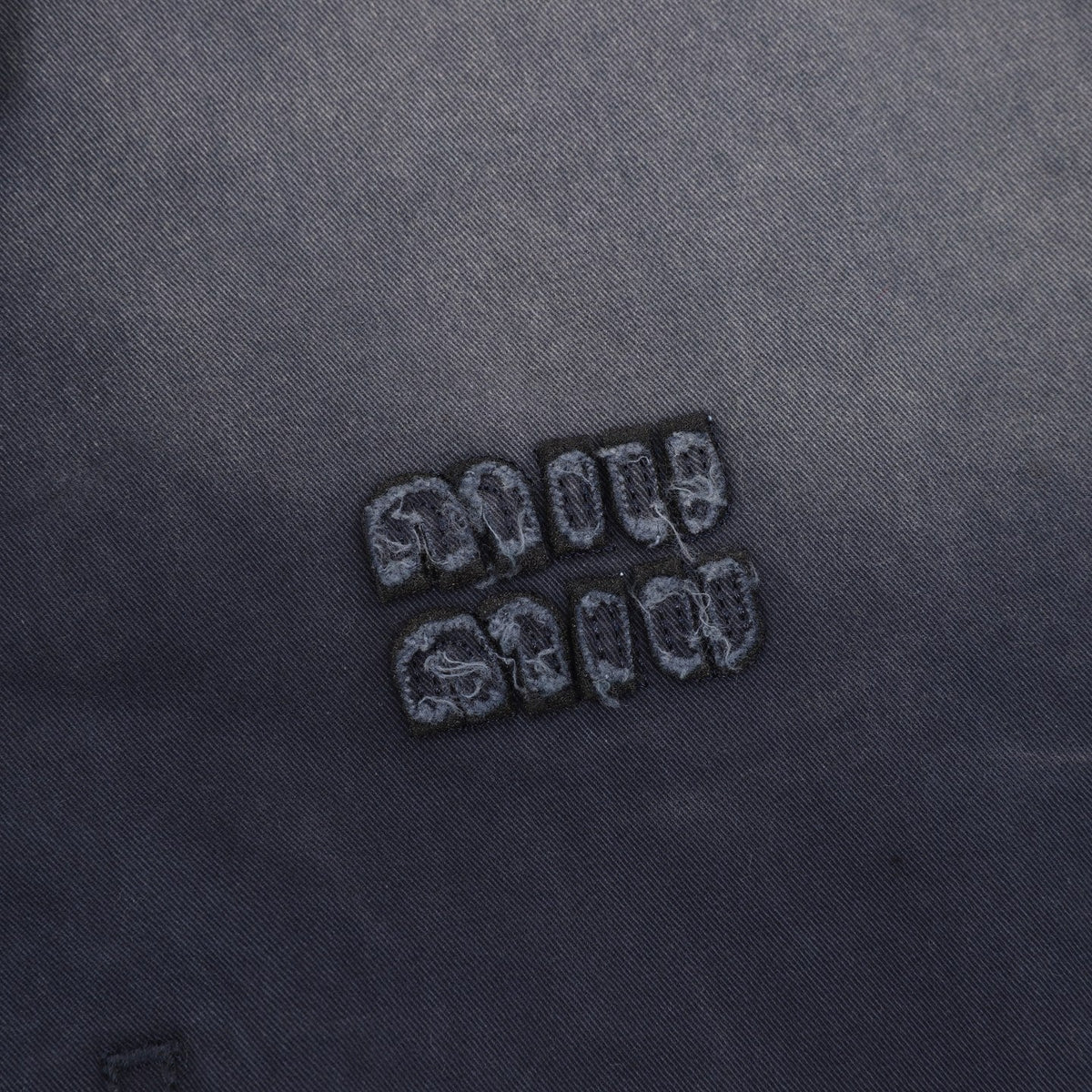 Miu Miu Gradient Washed Logo Embroidery Work Jacket Navy
