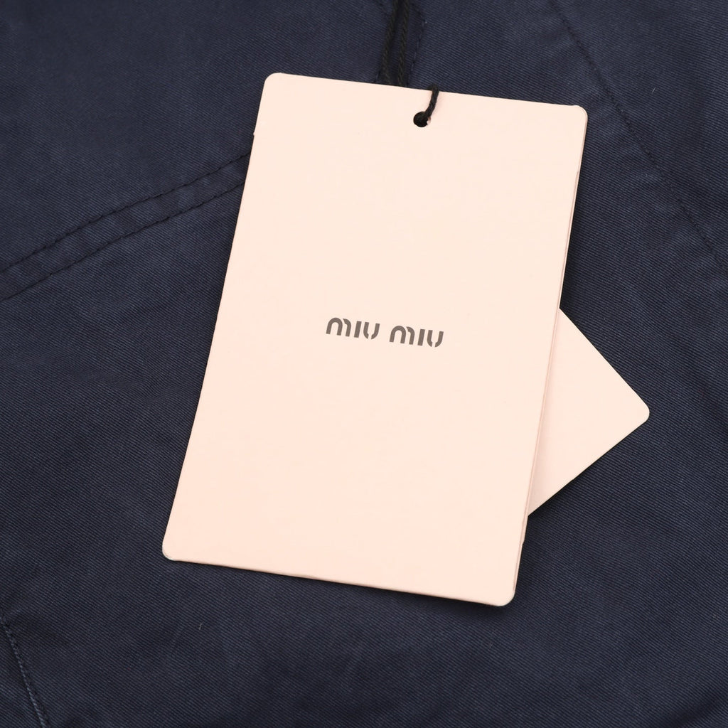Miu Miu Gradient Washed Logo Embroidery Work Jacket Navy