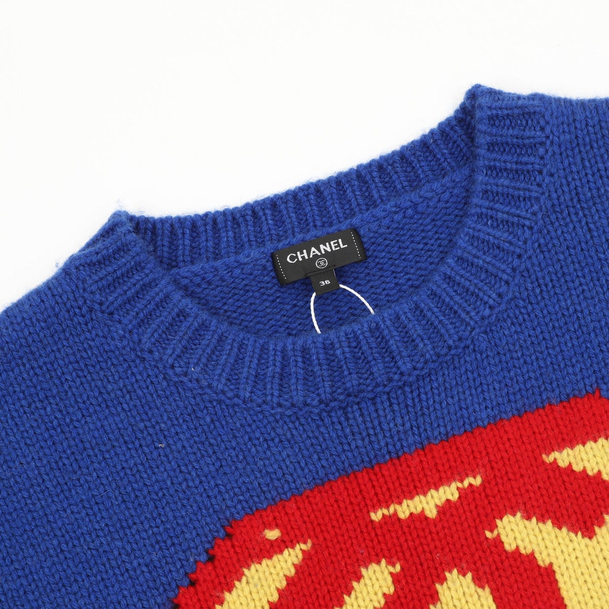 Chanel Double C Diamond Logo Blue Crew Neck Knit Sweater