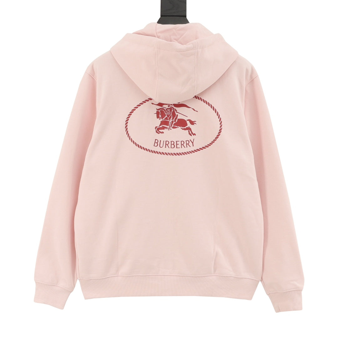 Burberry Equestrian Knight Logo Pink Full Zip Hoodie
