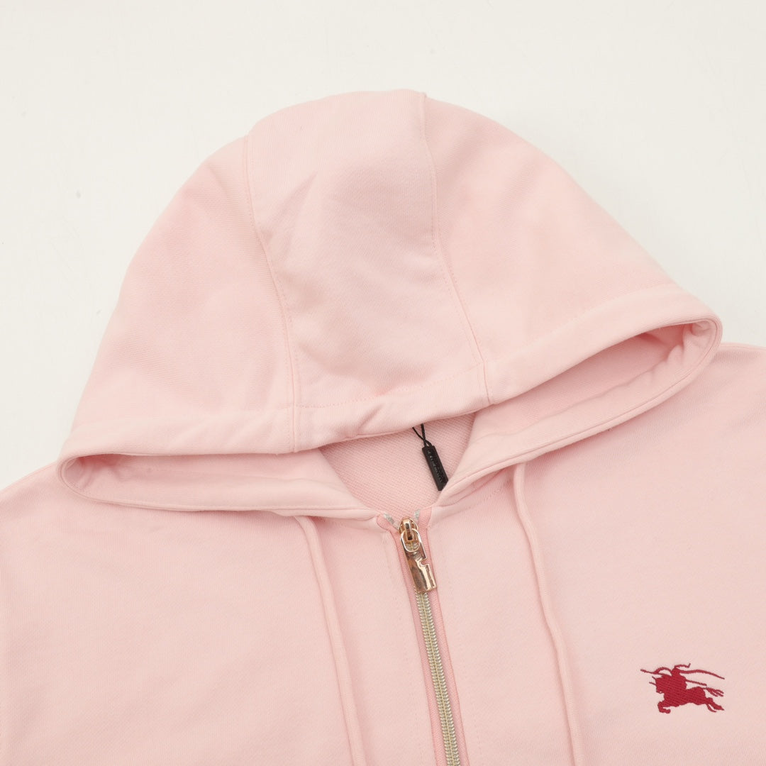 Burberry Equestrian Knight Logo Pink Full Zip Hoodie