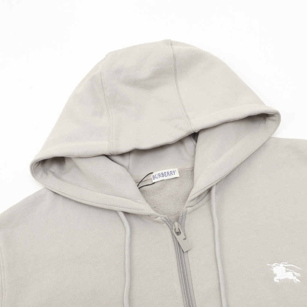 Burberry Equestrian Knight Logo Light Gray Full Zip Hoodie