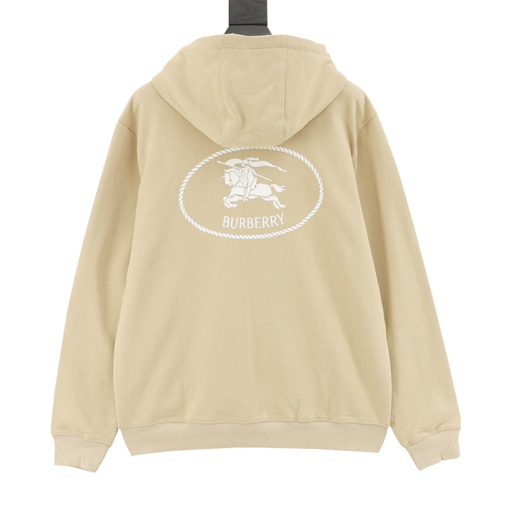 Burberry Equestrian Knight Logo Beige Full Zip Hoodie