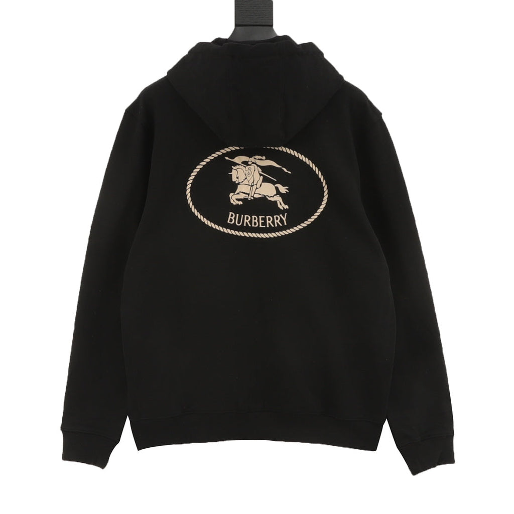 Burberry Equestrian Knight Logo Black Full Zip Hoodie