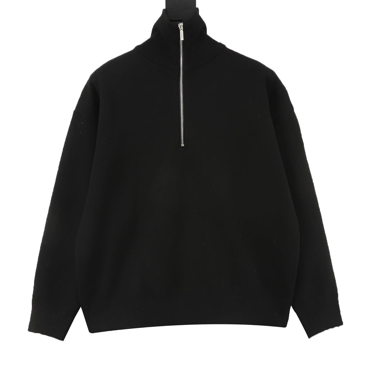 Chanel Double C Logo Black Half Zip Turtleneck Knit Sweater