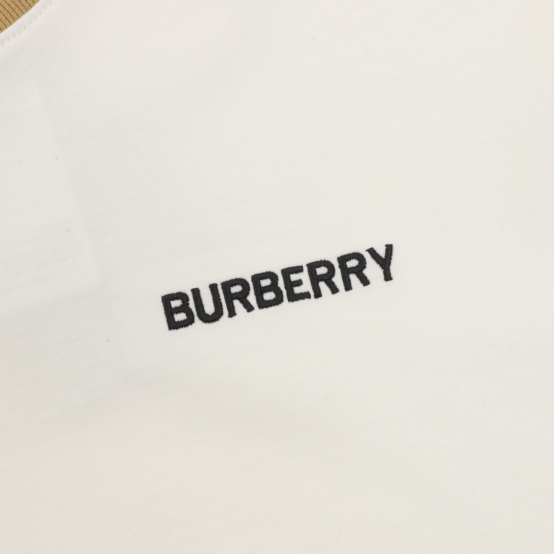 Burberry Icon Stripe Collar Off White Long Sleeve T-Shirt