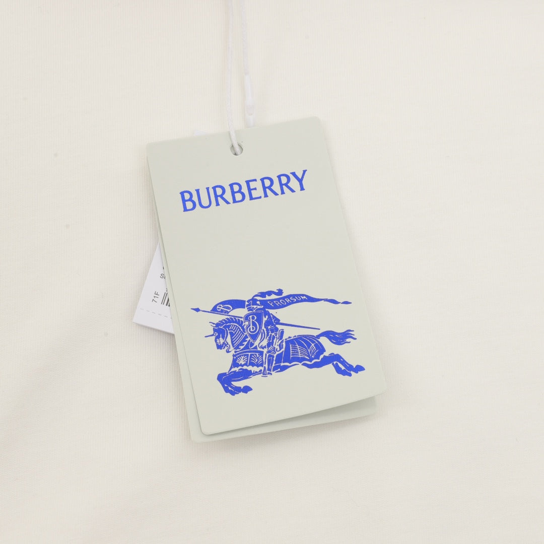 Burberry Icon Stripe Collar Off White Long Sleeve T-Shirt