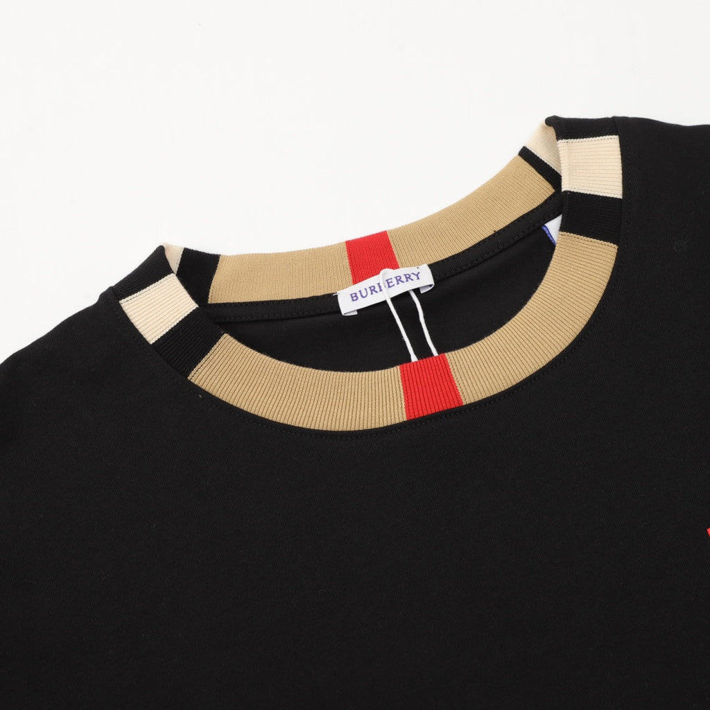 Burberry Icon Stripe Collar Black Long Sleeve T-Shirt