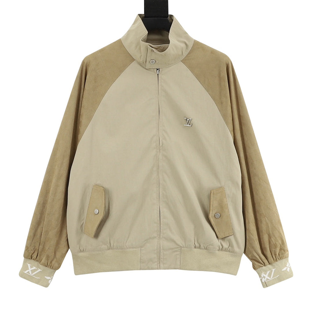 Louis Vuitton Spliced Stand Collar Bomber Jacket Khaki
