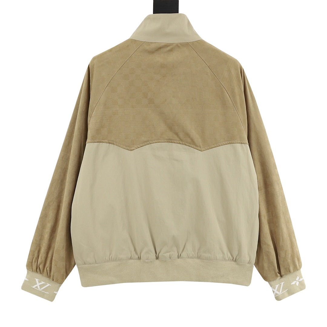 Louis Vuitton Spliced Stand Collar Bomber Jacket Khaki