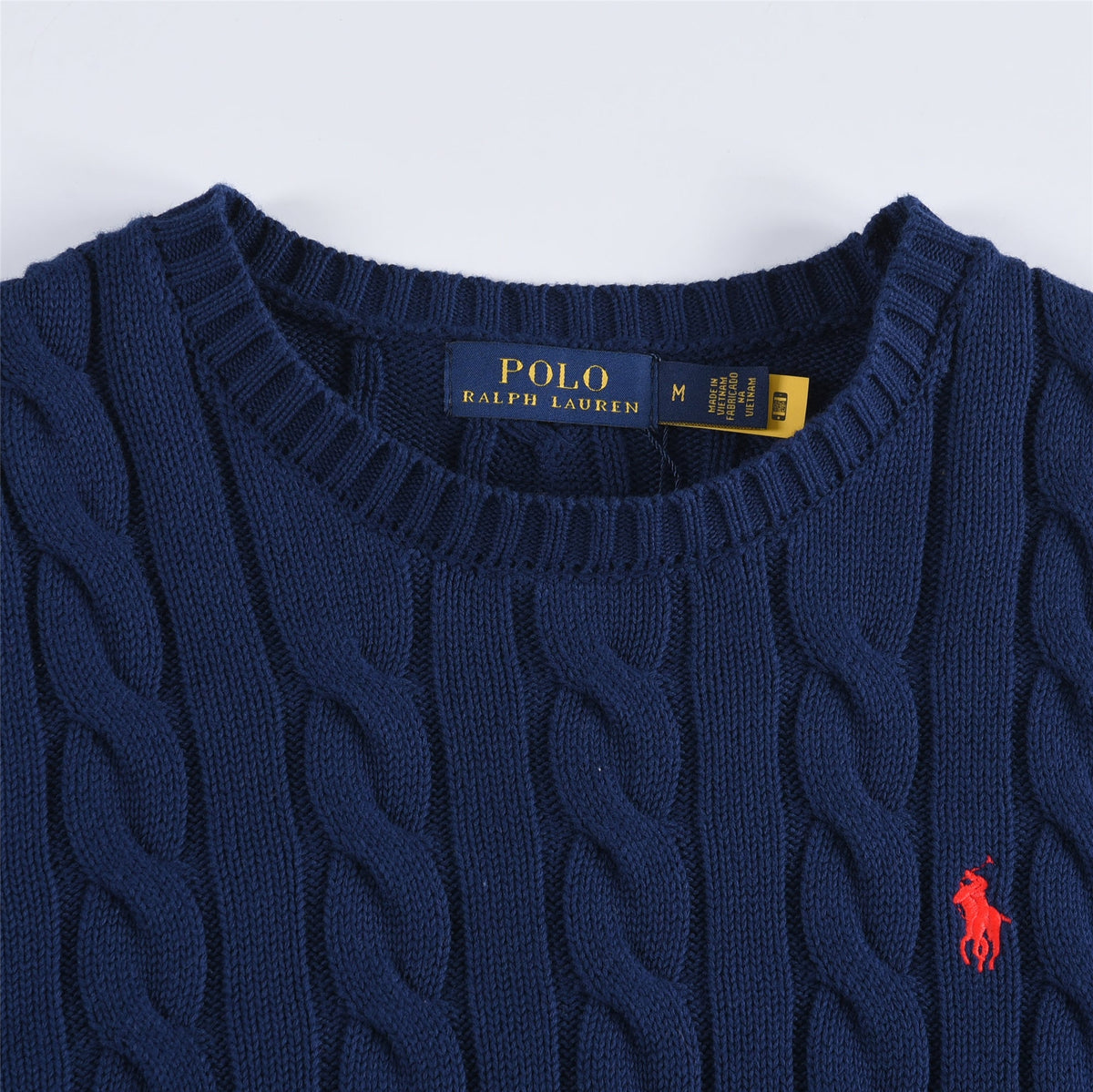 Polo Ralph Lauren Men's Cable Knit Crewneck Sweater Navy Blue