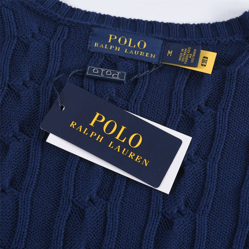 Polo Ralph Lauren Men's Cable Knit Crewneck Sweater Navy Blue