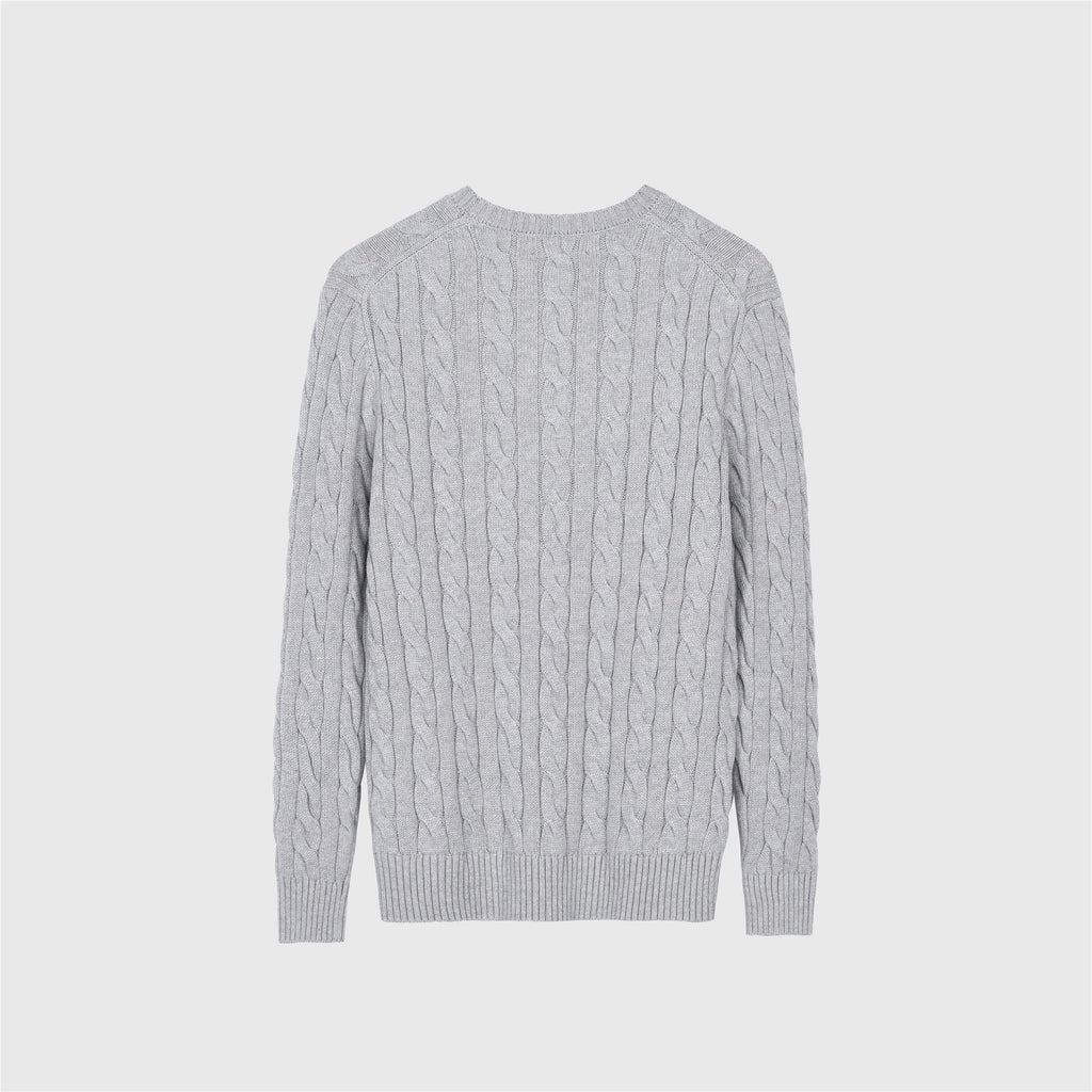 Polo Ralph Lauren Men's Cable Knit Crewneck Sweater Light Grey