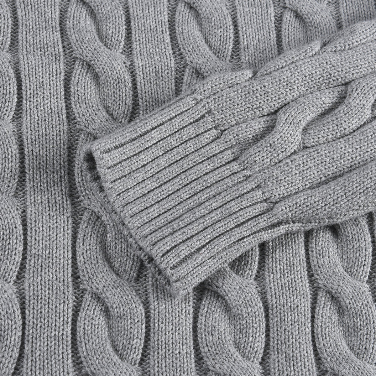 Polo Ralph Lauren Men's Cable Knit Crewneck Sweater Light Grey