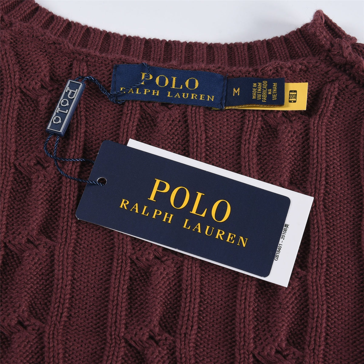 Polo Ralph Lauren Men's Cable Knit Crewneck Sweater Burgundy