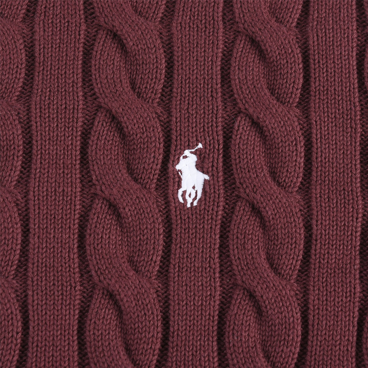 Polo Ralph Lauren Men's Cable Knit Crewneck Sweater Burgundy