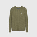 Polo Ralph Lauren Men's Cable Knit Crewneck Sweater Olive Green